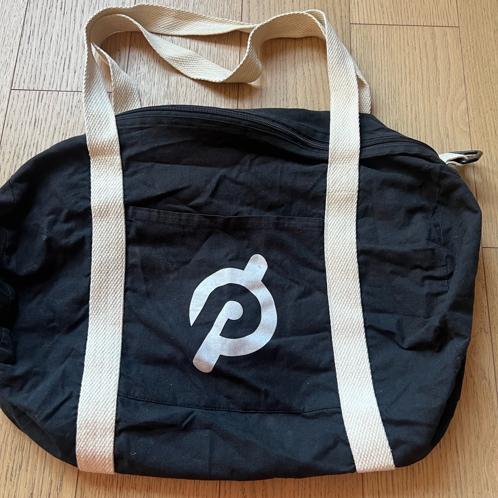 Peloton Black gym Bag with Cream Straps